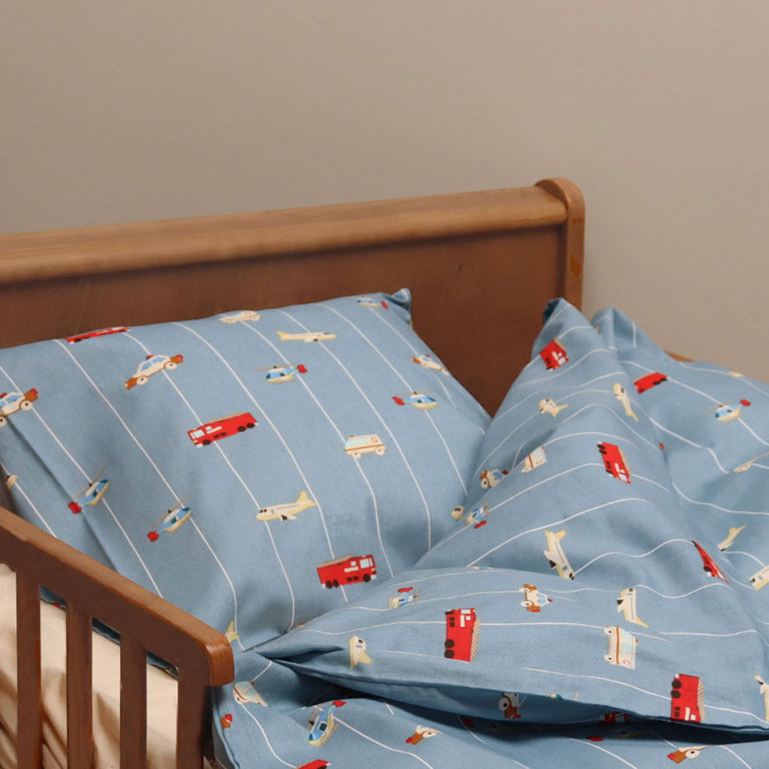 Junior sengesæt - 100x140, 40x45 cm - Striped Cars